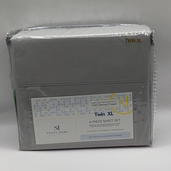 Sweet Home Collections Twin XL 4-Piece Sheet Set - Gray/Silver - Picture 1 of 3